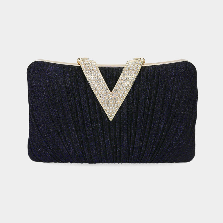 LA03860A NV Sparkle Fabric Stone Paved V Fold Clutch