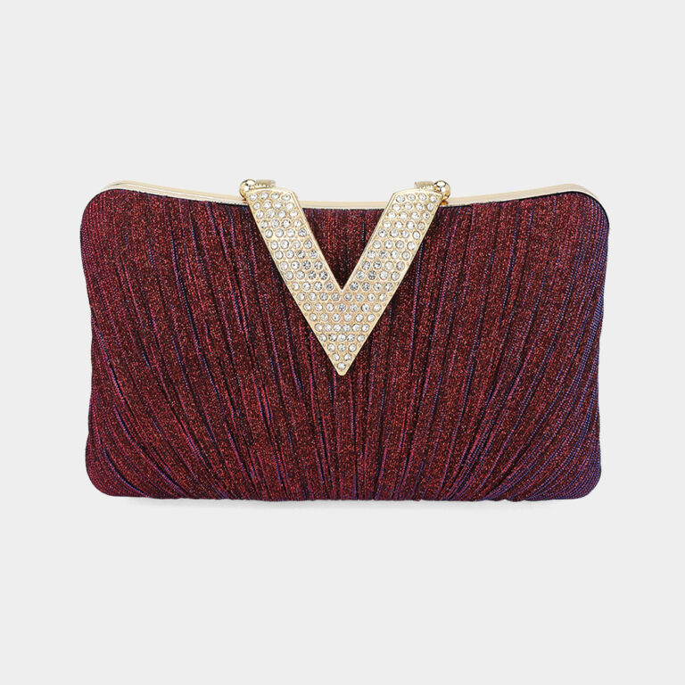 LA03860A PP Sparkle Fabric Stone Paved V Fold Clutch