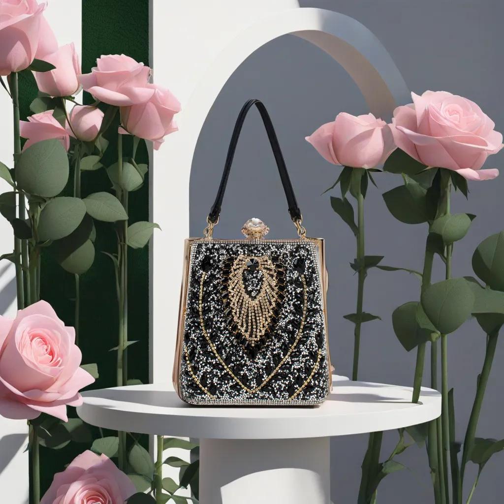 CO32020 BK Rhinestone Evening Purse