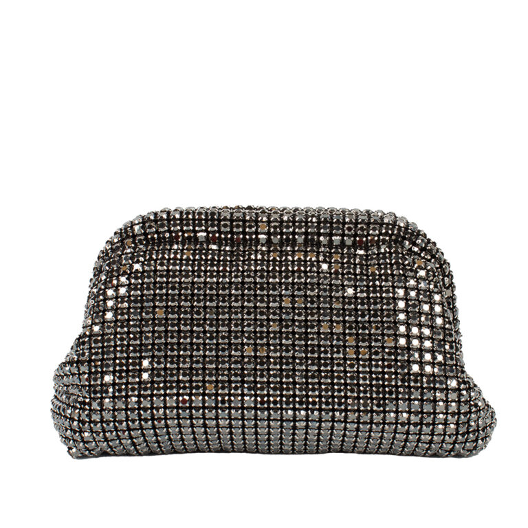 CO32066 GY Rhinestones Dumpling Clutch