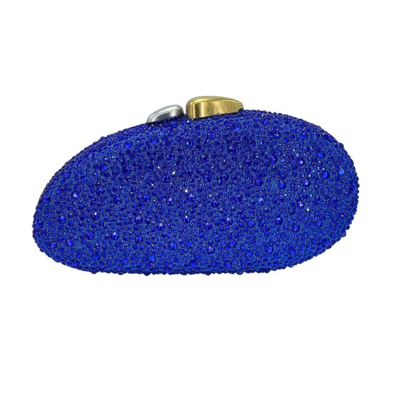 LA25255 BL Shell-Shaped Adorned with Sparkling Rhinestone-like Crystals Evening Clutch Bag