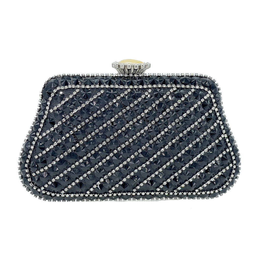 LA1438-2 BK Rhinestones Evening Clutch Bags