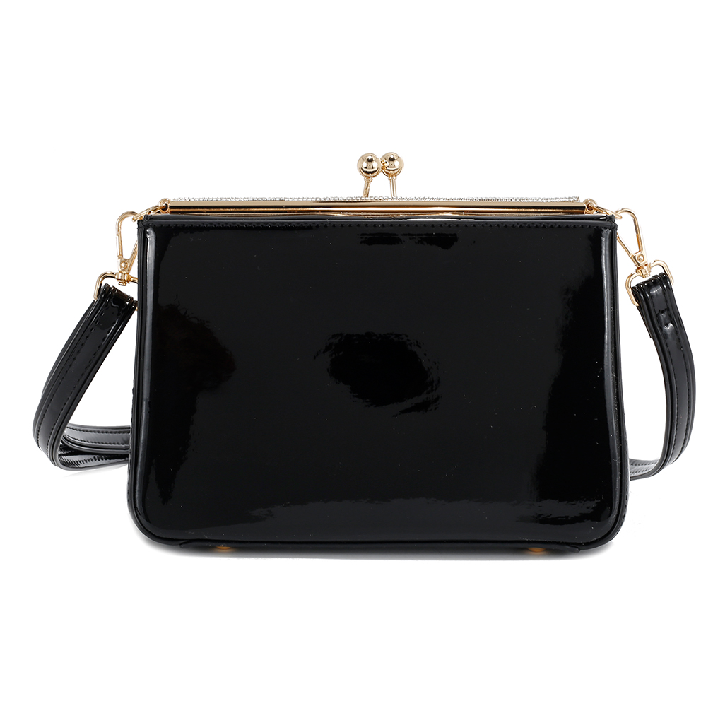 M1146 BK Patent Leather Crossbody Bag