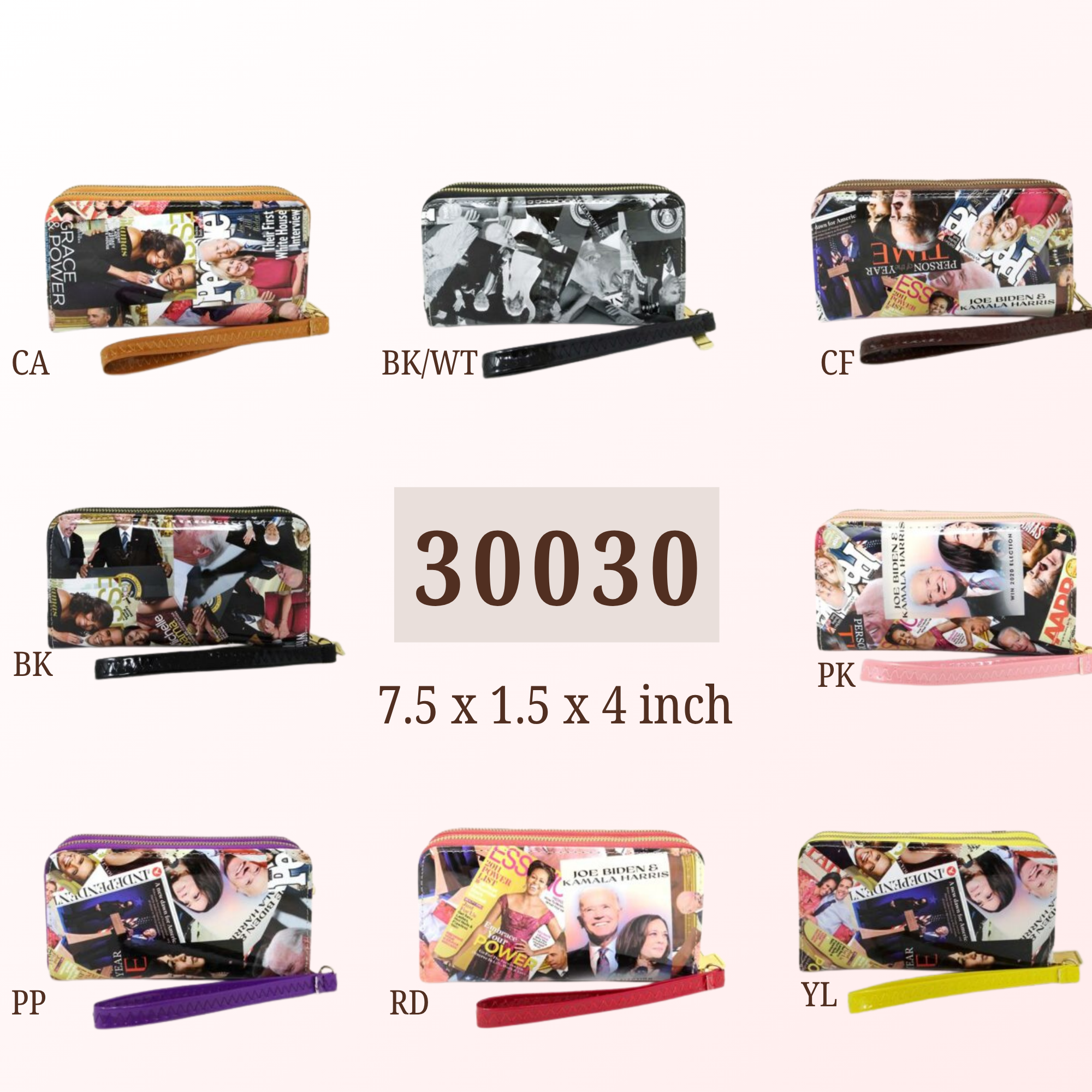 30030-ASST Fashion Double Zippers Wallet (12PC) C