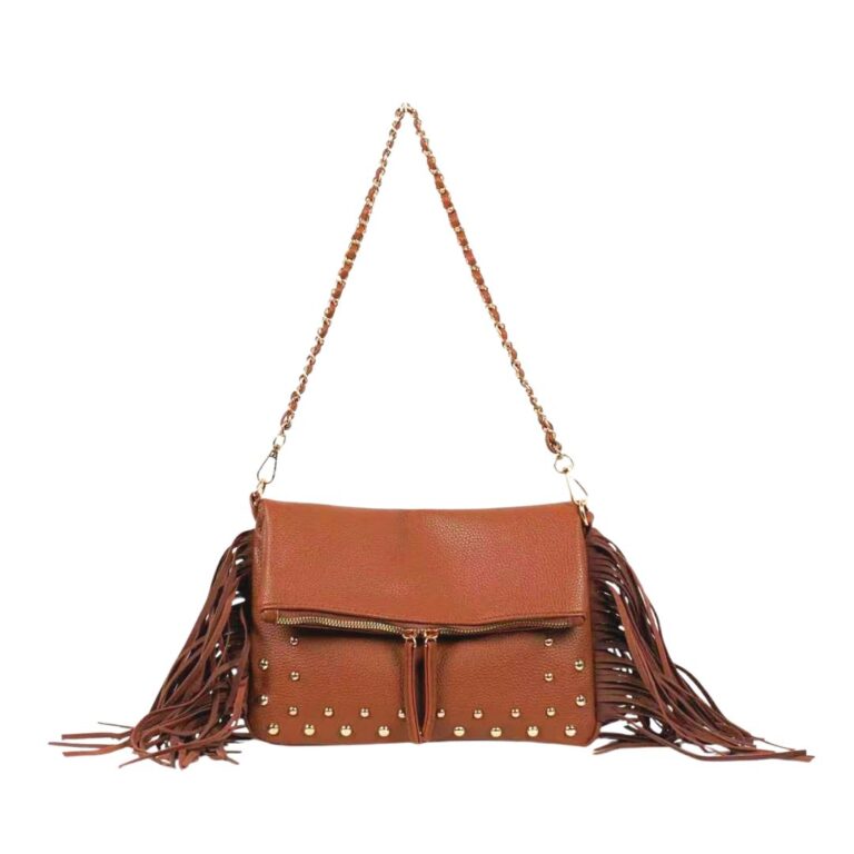 221 BR Round Stud Fringe Fashion HandBag