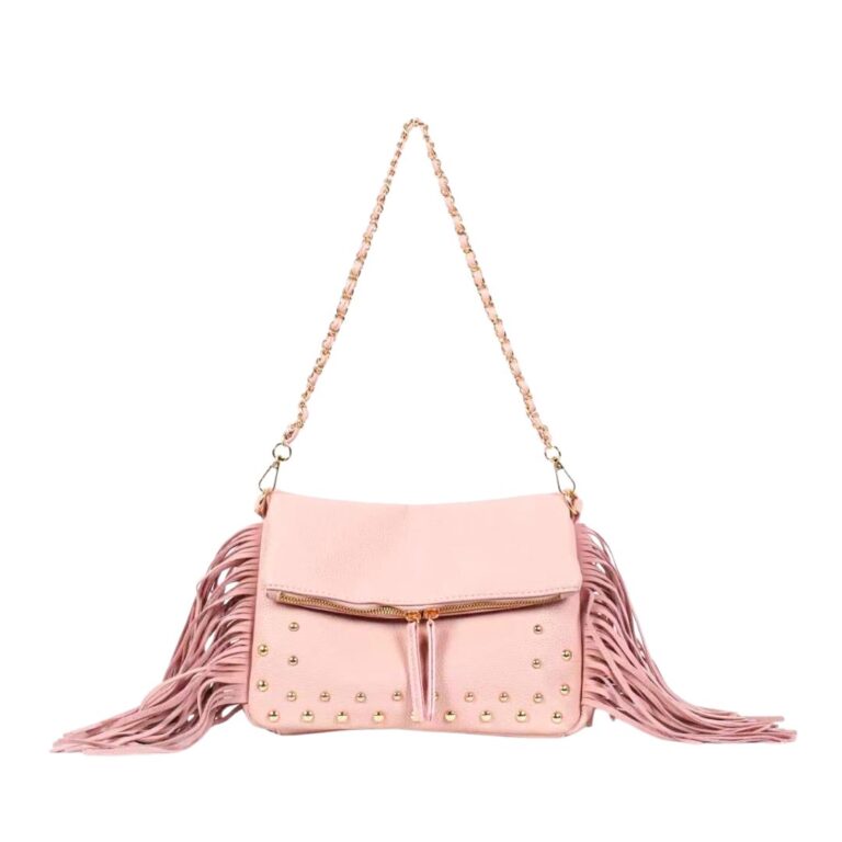 221 PK Round Stud Fringe Fashion HandBag