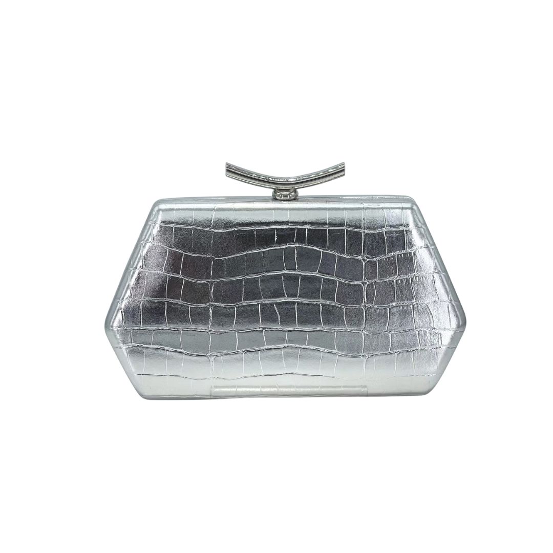 LAHSY-2053 SL Structured Hard-Case Shape with Unique Polygonal Design Evening Clutch