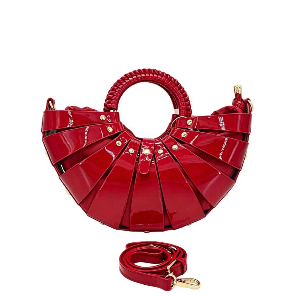 LA2348 RD Pleated Shell Handbag