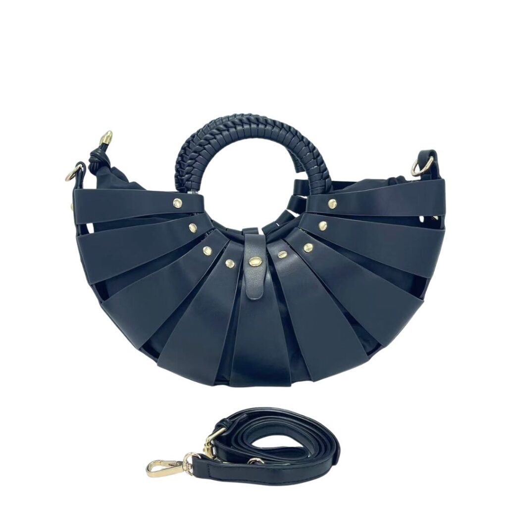 LA2348 BK Pleated Shell Handbag
