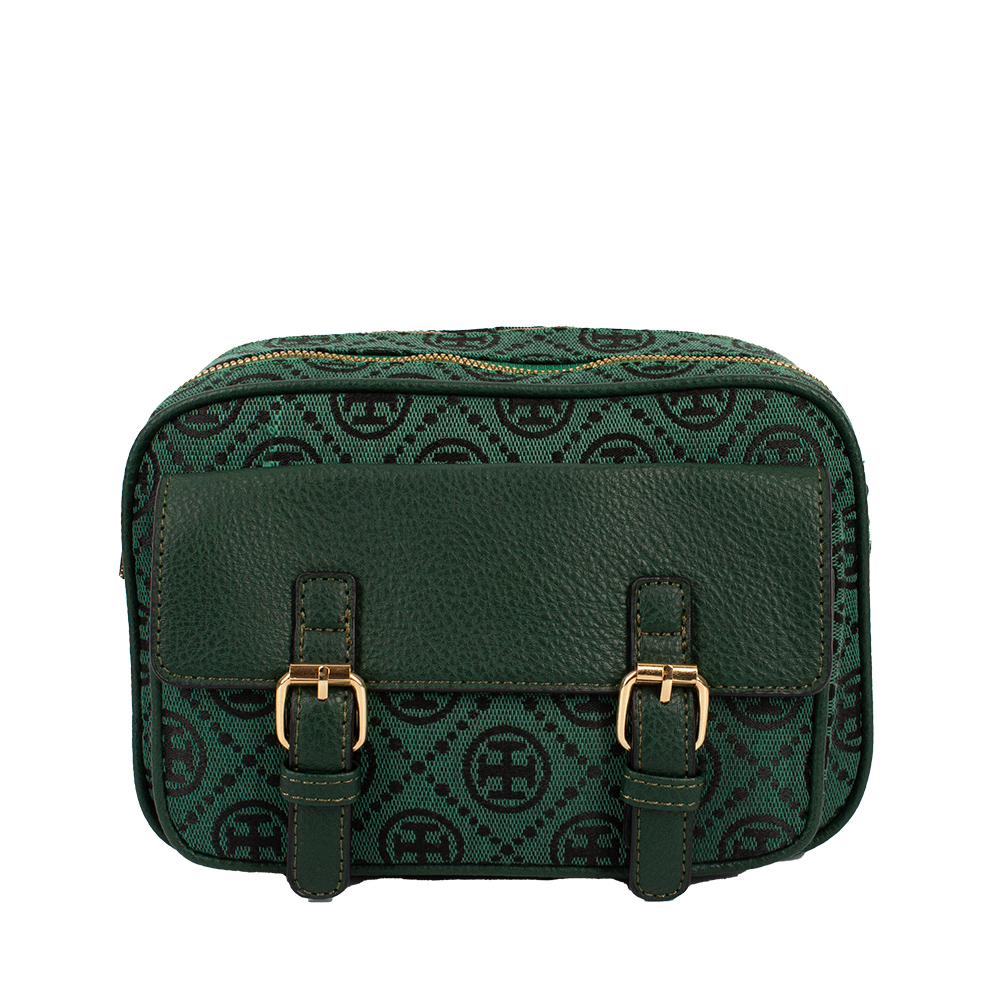 203-GN Double Zipper Crossbody Bag