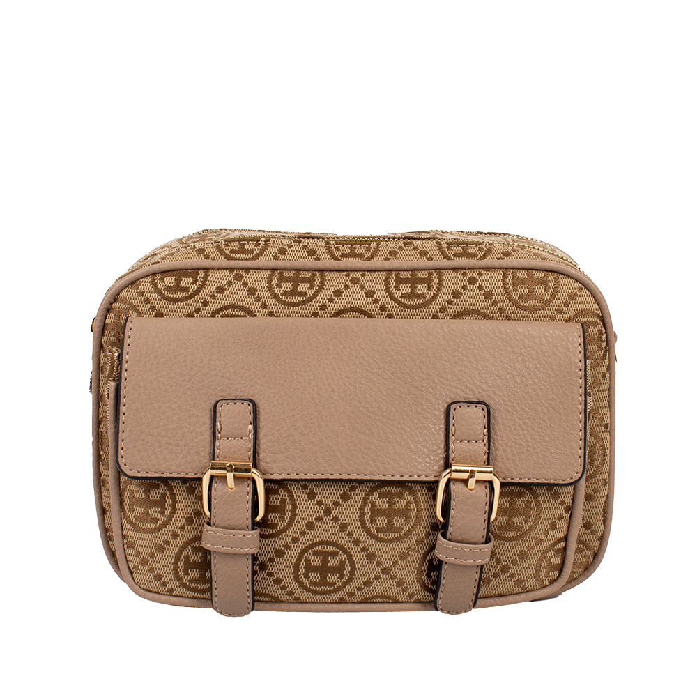 203-KH Double Zipper Crossbody Bag