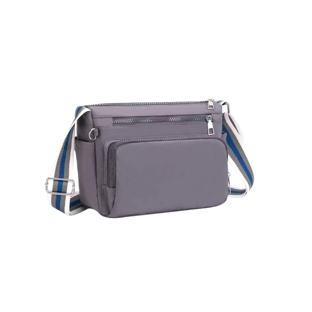 635-GY Nylon Multi-Pocket Crossbody Bag