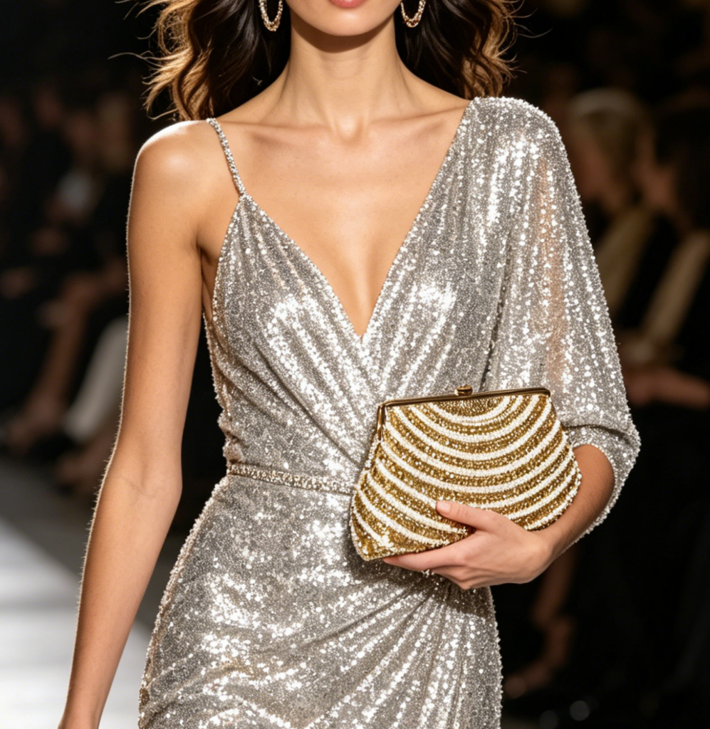 LAY086 GD Pearl-Studded Clutch Bag