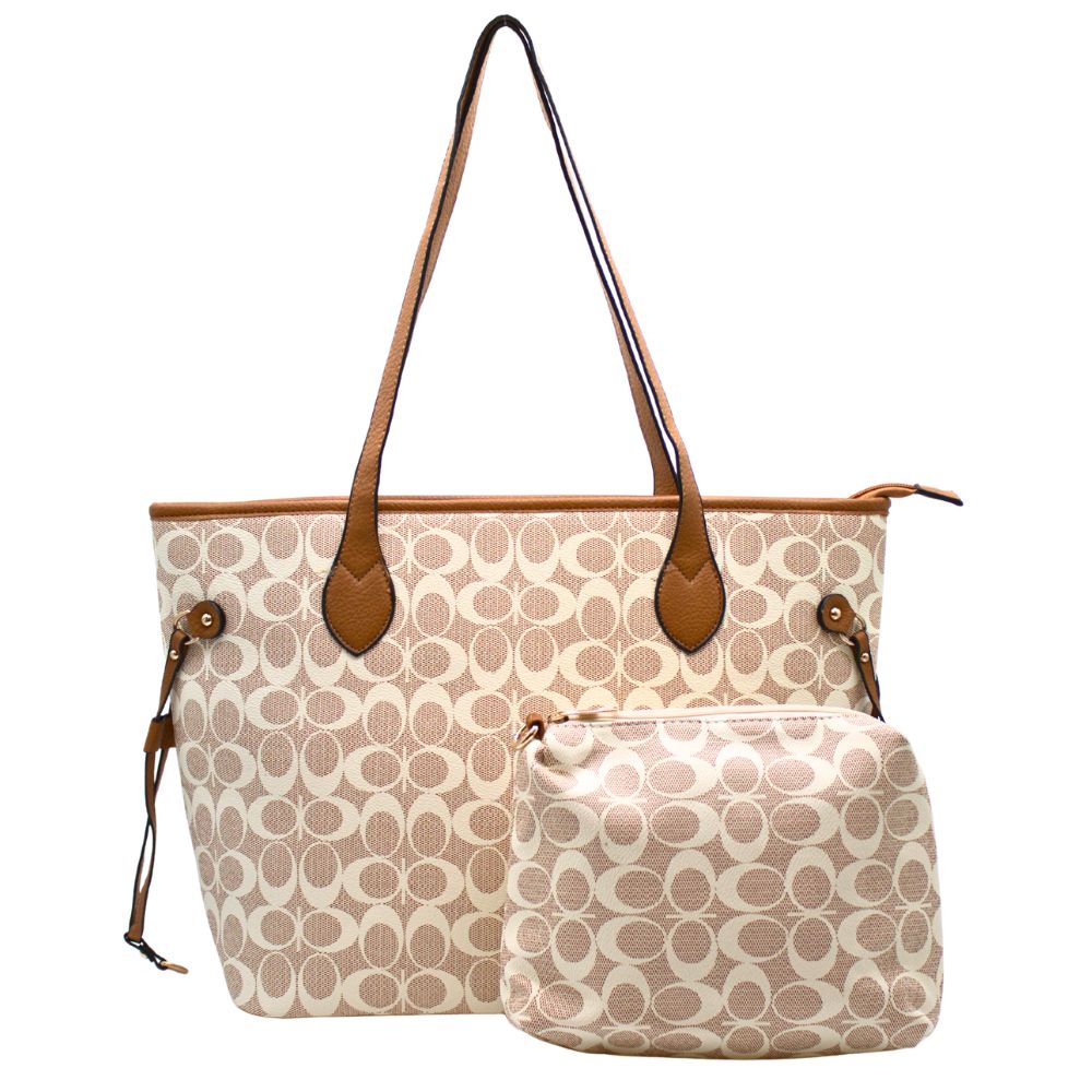 2115 CA Signature Monogram Fashion HandBag Set(2 N 1)