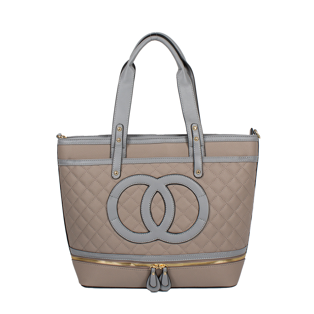 5121 GY Quilted Tote Bag