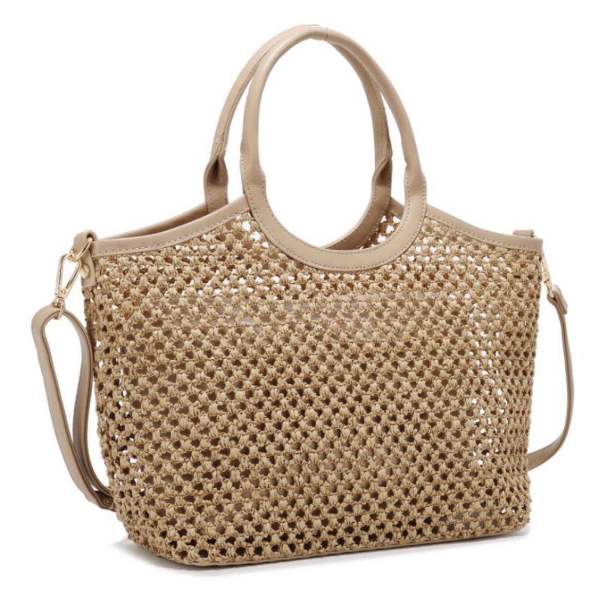 T3837 TN Fashion Straw Tote Bag 2 in 1