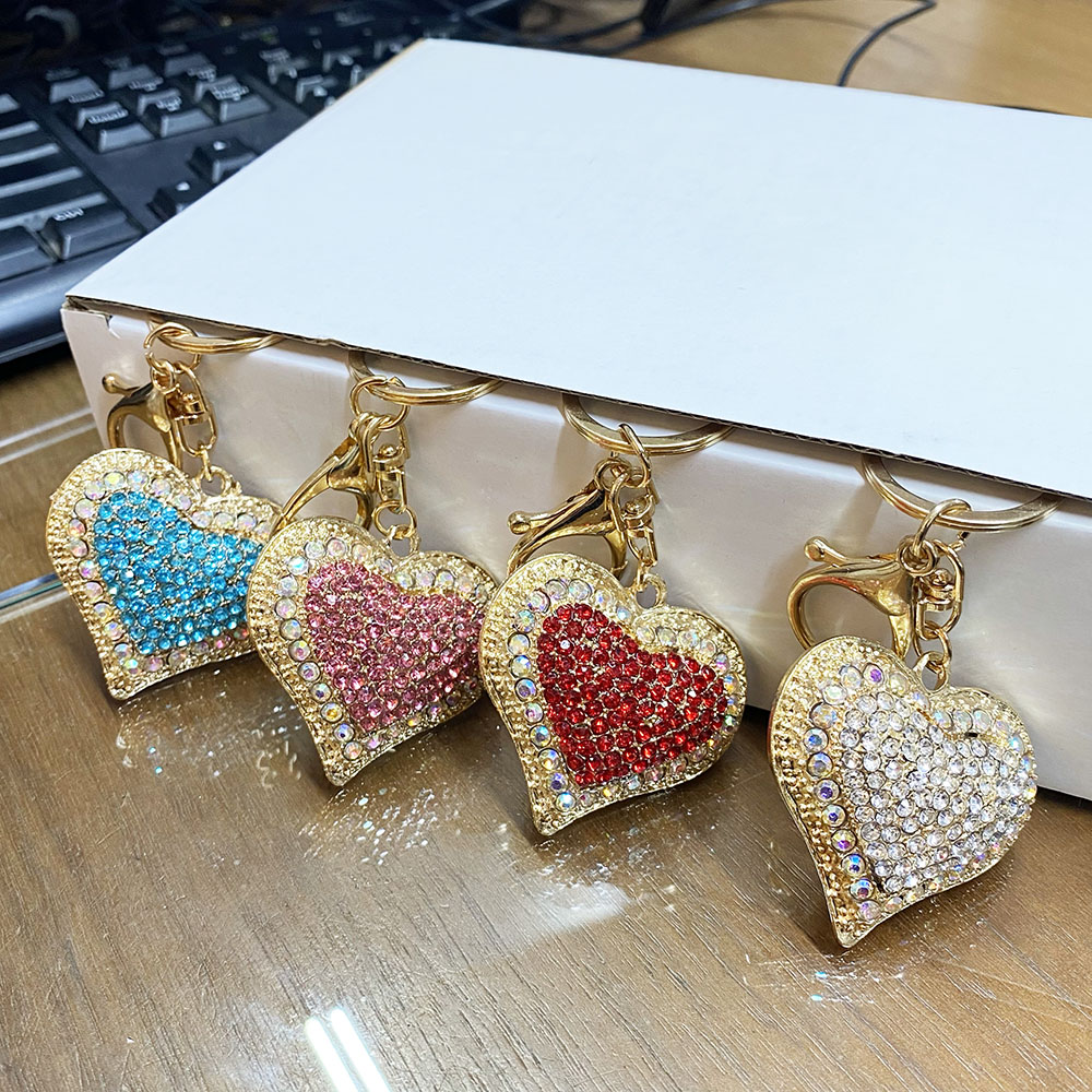LZ-012 ASST Heart Rhinestones Keychain (3pcs)