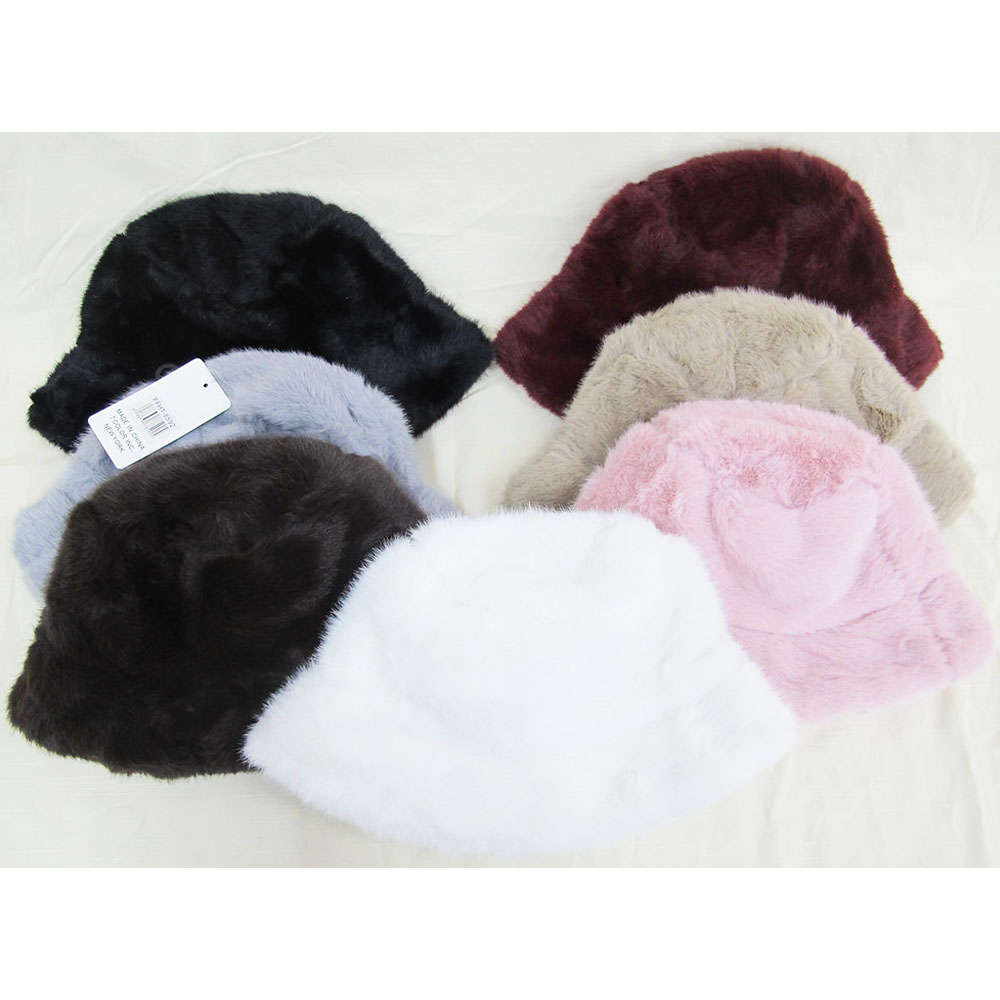 FFHT8592 ASST Fur Bucket Solid Color Hat (3pcs)
