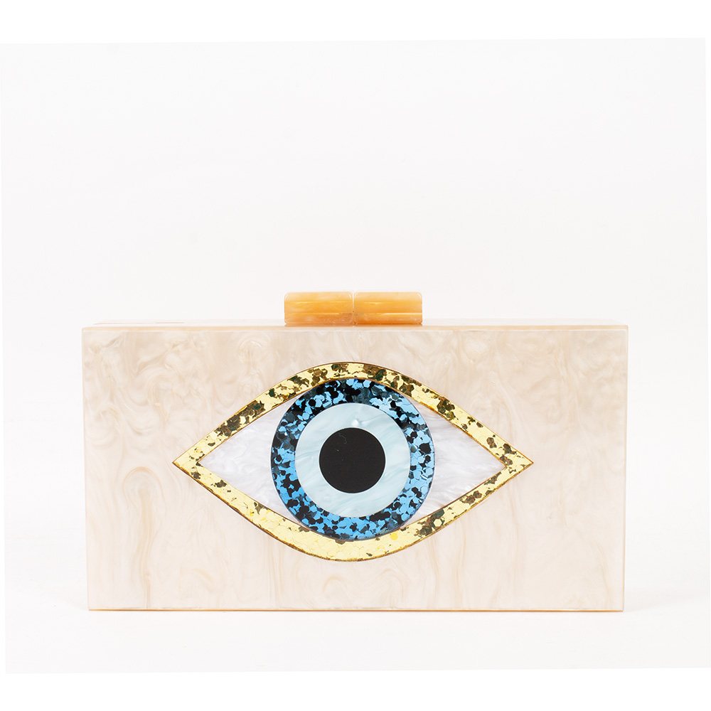 LAS2212 CHA Glittered Evil Eye Clutch / Crossbody Bag