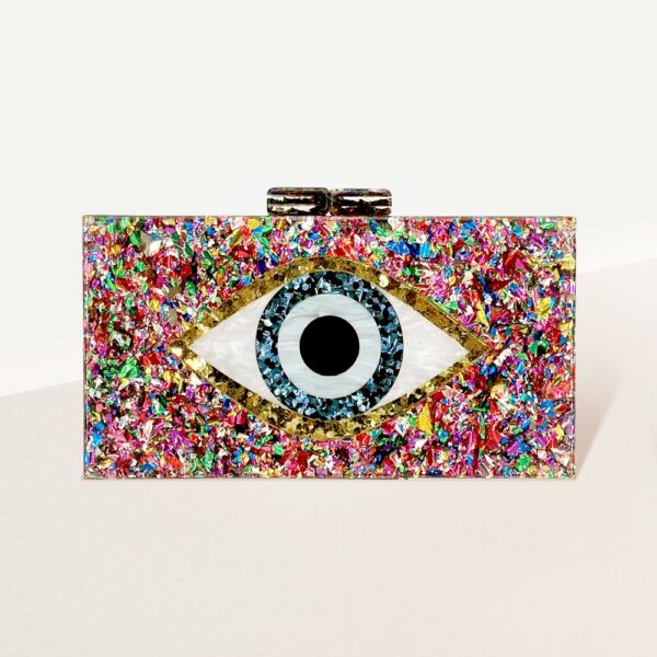 LAS2212 COLOR Glittered Evil Eye Clutch / Crossbody Bag