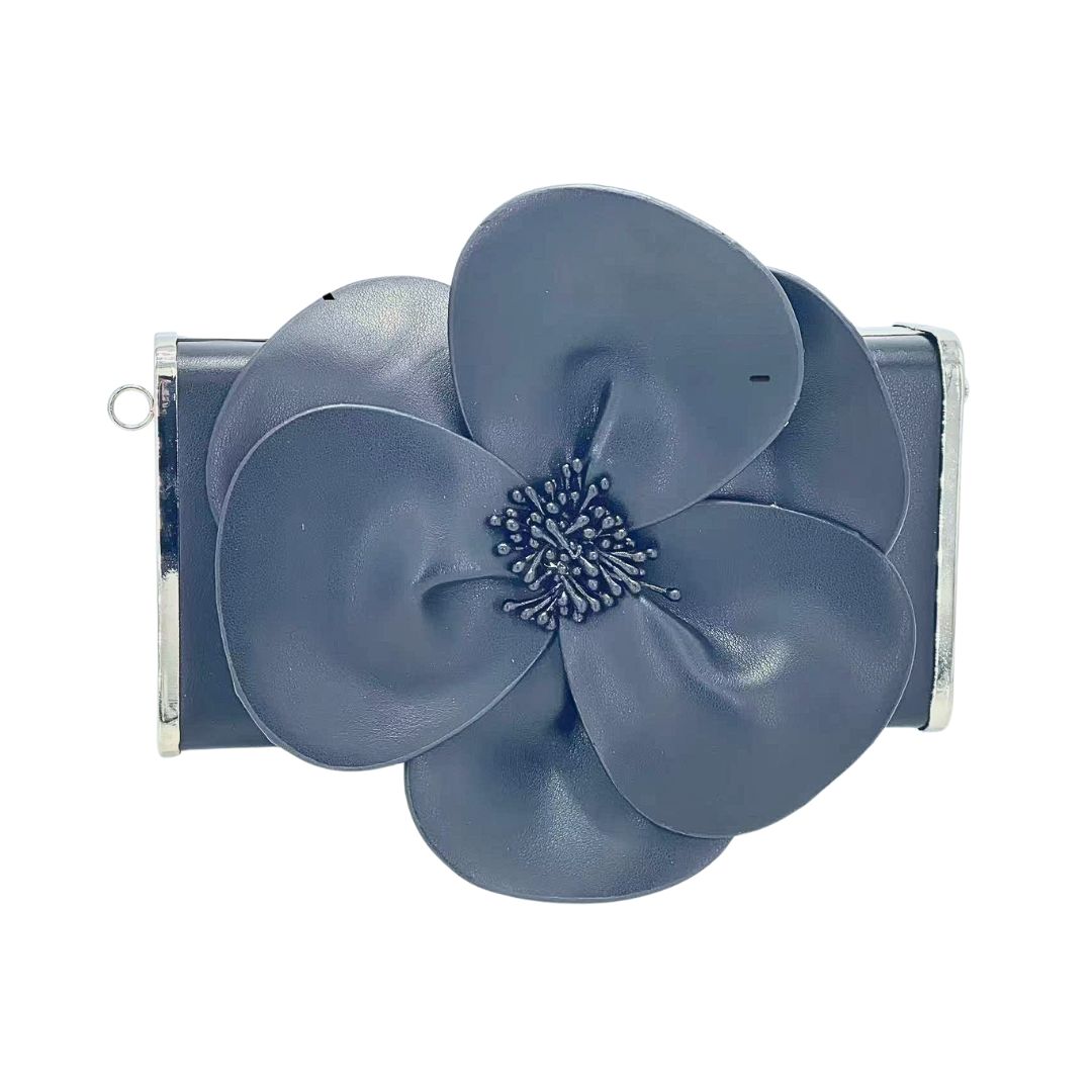 LAHSY-3115 BK 3D Flower Evening Clutch Bag