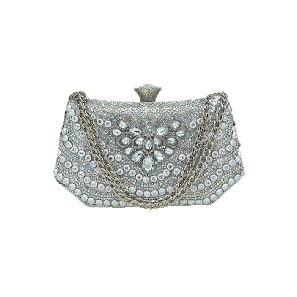 LA0225A-SILVER Rhinestones Clutch / Evening Bag