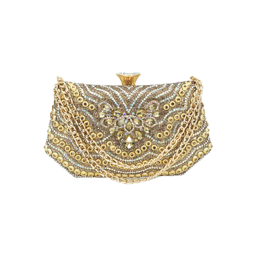 LA0225A-GOLD Rhinestones Clutch / Evening Bag