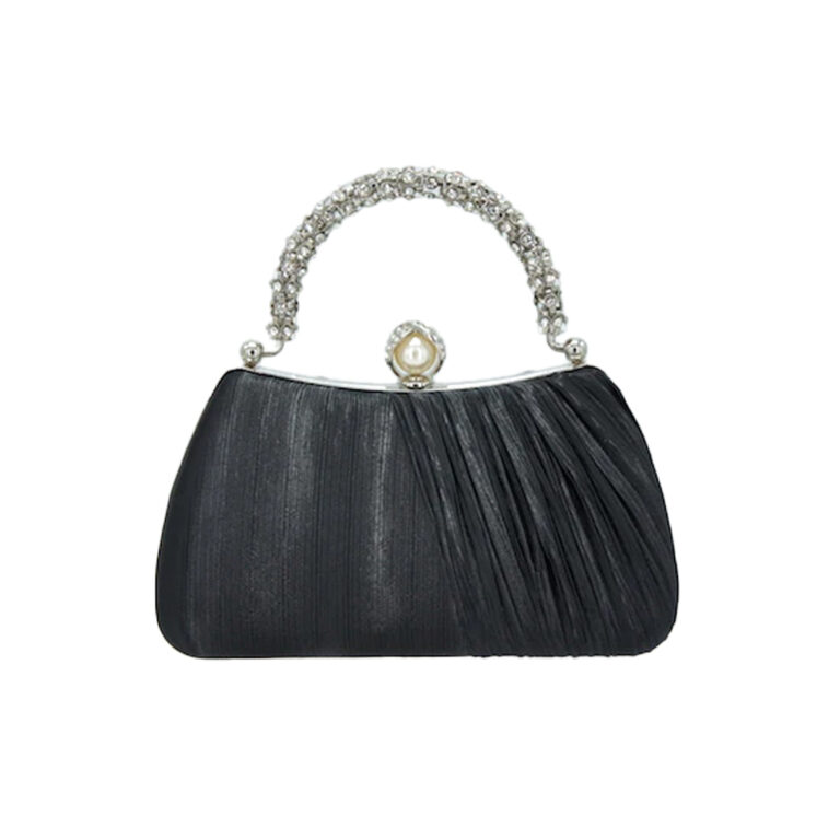 LAD62-1 BK Chic Pink Satin Evening Clutch Bag